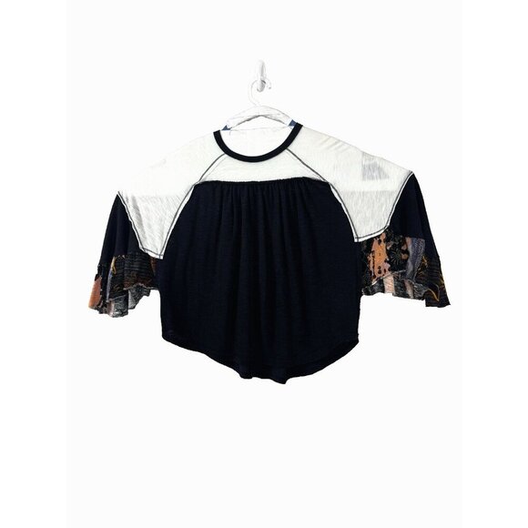 Boho XS Floral Butterfly Sleeve Top Oversized Festival Coastal Fairycore Bat - Picture 2 of 15